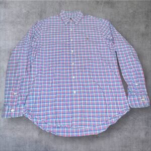 Ralph Lauren Mens M Colorful Preppy Plaid Collared Long Sleeve Button Down Shirt
